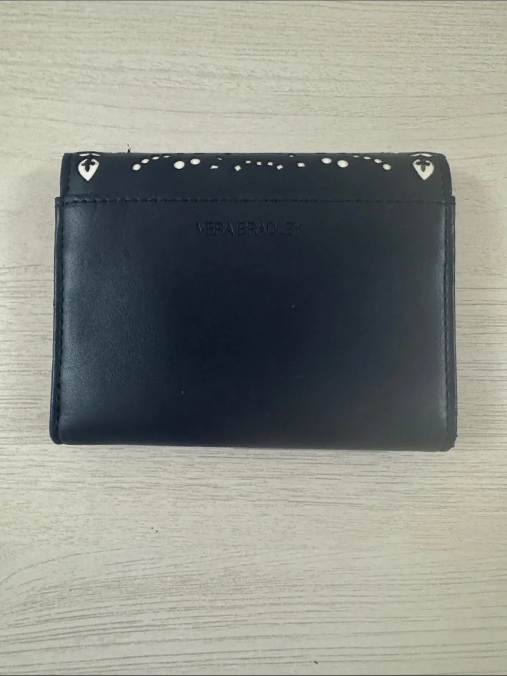 Vera Bradley Laser-Cut Tri-Fold Wallet in Morocco Navy GUC